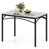 Costway Rectangular Modern Sintered Stone Dining Table For 4 People-grey In Black