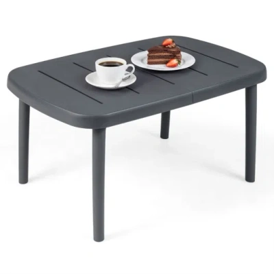 Costway Rectangular Patio Storage Side Table With Aluminum Alloy Rods For Poolside-gray In Black