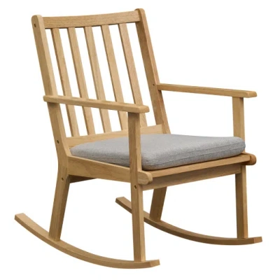 Costway Rocking Chair With Cushion Solid Rubber Wood Rocker With Padded Seat-natural In Multi