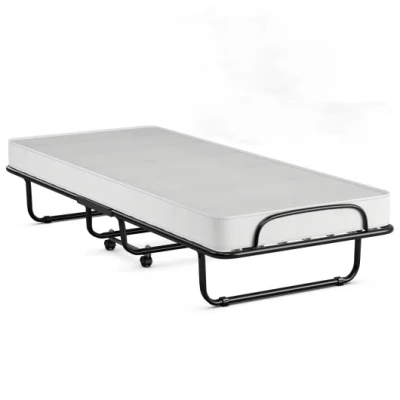 Costway Rollaway Folding Bed With Memory Foam Mattress And Sturdy Metal Frame Made In Italy In Multi