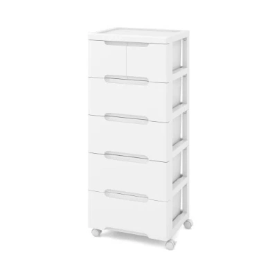Costway Rolling Storage Cabinet With Universal Wheels And 5/6/7 Drawers-6-drawer In White