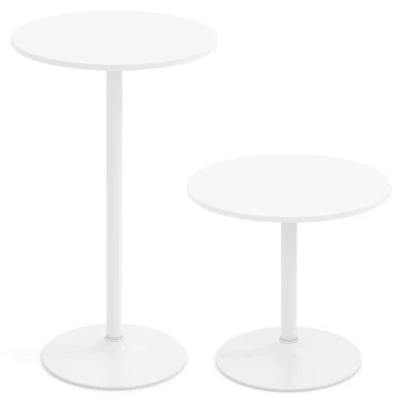 Costway Round Bistro Table 40 Inch Bar Height Tall Coffee Cocktail Table-set Of 2 In White