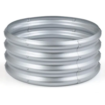 Costway Round Galvanized Raised Garden Bed With Open-ended Base-s In Blue
