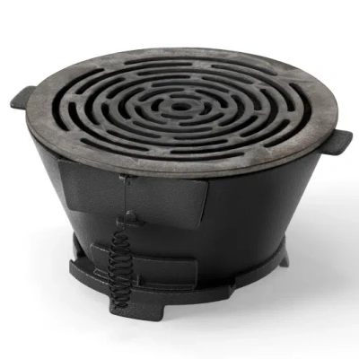 Costway Round Hibachi Grill Outdoor Portable Charcoal Stove With 12 Inch Double-sided Grate-black