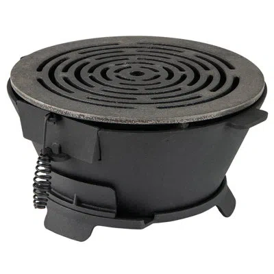 Costway Round Hibachi Grill With 12" Double-sided Grate Air Regulating Door & Fire Gate In Satin Black