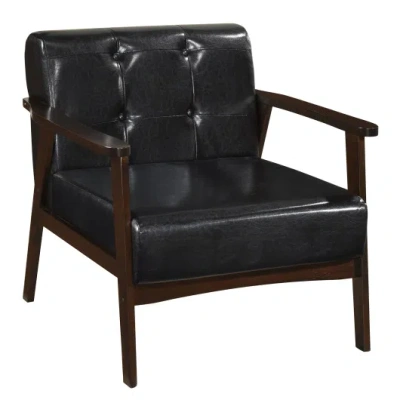 Costway Rubber Wood Frame Accent Chair With Armrest For Living Room-black