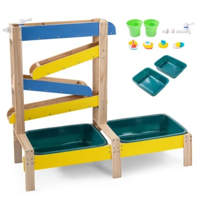 Costway Sand And Water Table For Toddlers With 2 Water Basins-multicolor In Animal Print