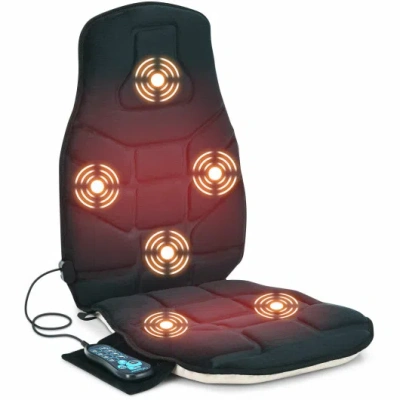 Costway Seat Cushion Massager With Heat And 6 Vibration Motors For Home In Black