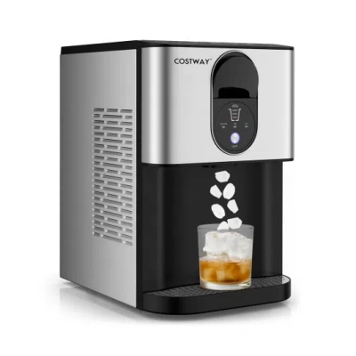 Costway Self Dispensing Nugget Ice Maker Countertop With Soft Chewable Pellet Ice Cubes-silver In Multi