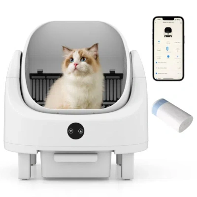 Costway Self-cleaning Open-top Cat Litter Box With App Control For Multi-cat