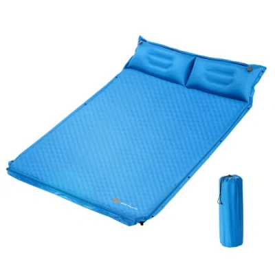 Costway Self-inflating Camping Outdoor Sleeping Mat With Pillows Bag In Blue