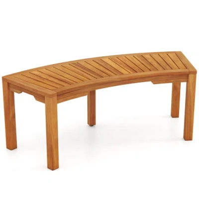 Costway Set Of 1 Outdoor Bench Acacia Wood Curved Garden Bench 2-person In Brown