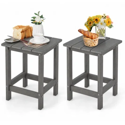 Costway Set Of 2 14 Inch Square Weather-resistant Adirondack Side Table-gray