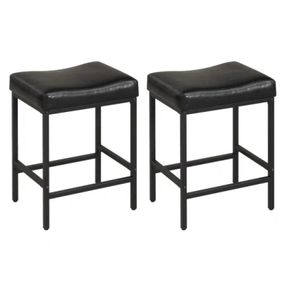 Costway Set Of 2 25 Inch Counter Height Bar Chairs For Kitchen Island-black