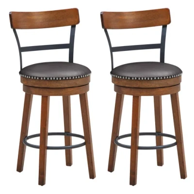 Costway Set Of 2 25.5 Inch Swivel Counter Height Bar Stool In Multi