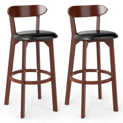 Costway Set Of 2 29 Inch Modern Armless Upholstered Cushioned Seat Island Dining Chairs For Kitchen In Brown