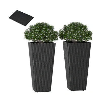 Costway Set Of 2 30 Inch Tall Flower Pot With Open-ended Base In Green