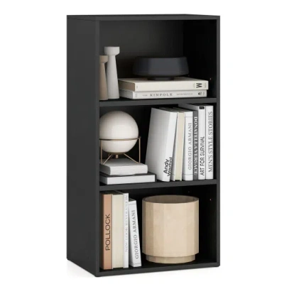 Costway Set Of 2 3-tier Cube Bookcase With Adjustable Shelves For Home Office-black