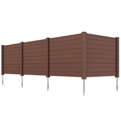 Costway Set Of 2 48 X 38 Inch Air Conditioner Fence 2 Panels With Metal Ground Stakes-brown