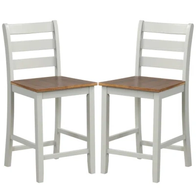 Costway Set Of 2 Counter Bar Stool With Inclined Backrest And Footrest-gray