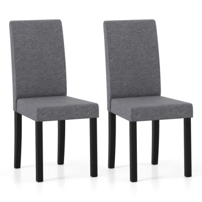 Costway Set Of 2 Dining Chair Mid-century Modern Fabric Upholstered Parson Chairs-dark Gray
