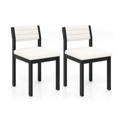 Costway Set Of 2 Dining Chairs Sherpa Upholstered Armless Chair With Wood Frame-white