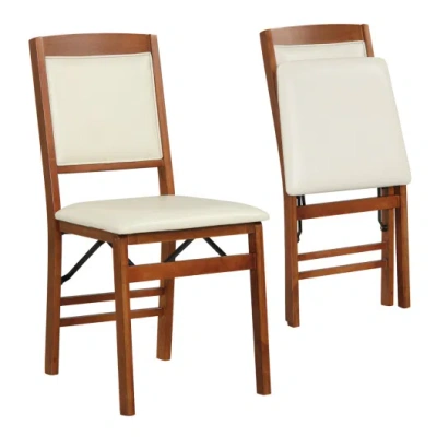 Costway Set Of 2 Folding Dining Chairs With Padded Seat And High Backrest-walnut In Multi