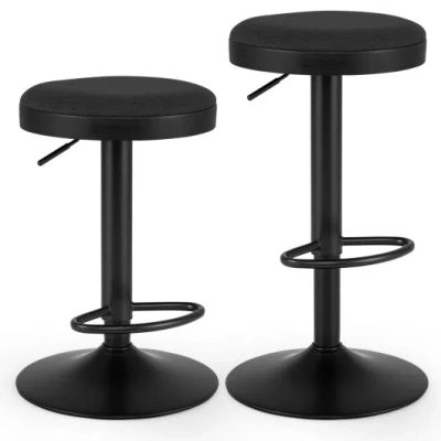 Costway Set Of 2 Kitchen Bar Stools With Height Adjustment Padded Seat And D-shaped Footrest-black