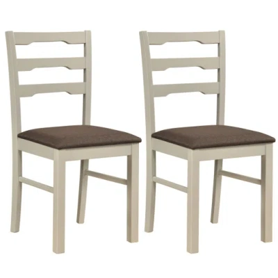 Costway Set Of 2 Linen Style Upholstered Dining Chairs With Wood Frames-white In Multi