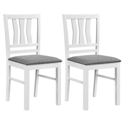 Costway Set Of 2 Linen Style Upholstered Kitchen Chairs With Wood Frames-white