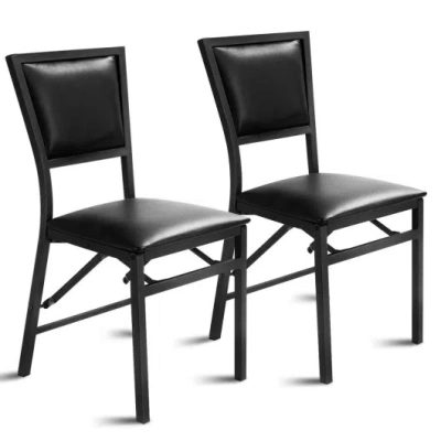 Costway Set Of 2 Metal Folding Dining Chair With Space Saving Design In Multi