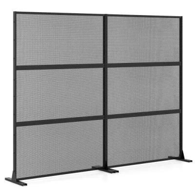 Costway Set Of 2 Metal Privacy Screen With Expansion Bolts In Gray