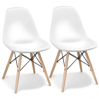Costway Set Of 2 Mid-century Modern Dsw Dining Side Chair-white