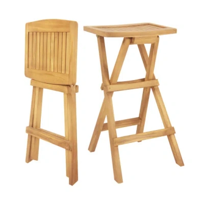 Costway Set Of 2 No Assembly Outdoor Bar Stools With Countered Seat In Brown
