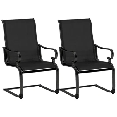 Costway Set Of 2 Patio Chairs With Quick-drying And Breathable Fabric For Backyard-black