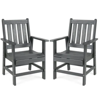 Costway Set Of 2 Patio Dining Chairs With Wide Armrests-gray