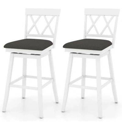 Costway Set Of 2 Swivel Bar Stools Counter Height Barstools With Backrest Upholstered Seat Cushion-29 Inches In Multi