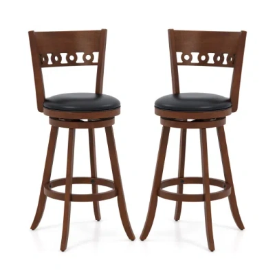 Costway Set Of 2 Swivel Bar Stools With Rubber Wood Frame-30.5 Inches In Brown