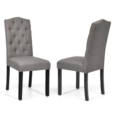 Costway Set Of 2 Tufted Upholstered Dining Chairs-gray