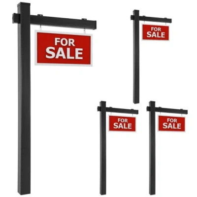 Costway Set Of 4 6 Feet Vinyl Upvc Real Estate Realtor Yard Sign Post-black In Multi