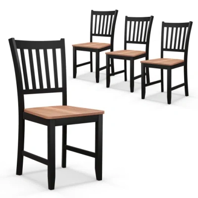 Costway Set Of 4 Dining Chair Spindle Back Wooden Legs In Multi