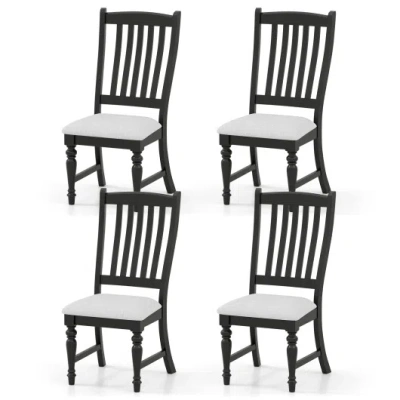 Costway Set Of 4 Dining Chairs Kitchen Side Chair With Solid Wood Legs-black