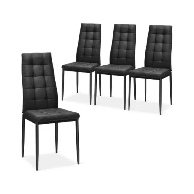 Costway Set Of 4 Fabric Dining Chairs Set With Upholstered Cushion And High Back In Black