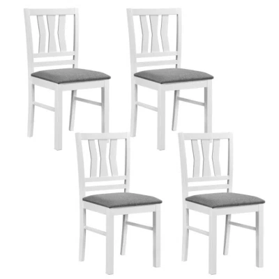 Costway Set Of 4 Linen Style Upholstered Kitchen Chairs With Wood Frames-white In Gray
