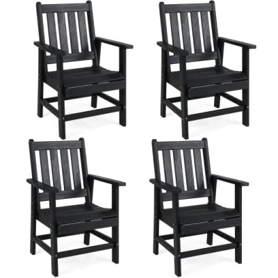 Costway Set Of 4 Patio Dining Chairs With Wide Armrests-black