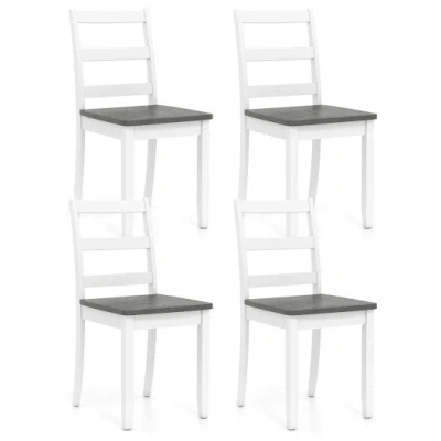 Costway Set Of 4 Wood Dining Chairs With Solid Rubber Wood Legs-gray
