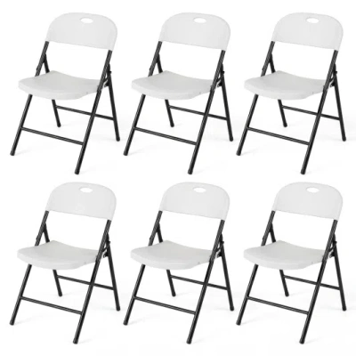 Costway Set Of 6 Foldable Plastic Chairs With Ergonomic Backrest-white