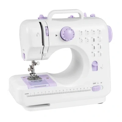 Costway Sewing Machine For Beginners Mini Sewing Machine With 12 Built-in Stitches In White