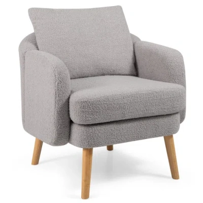 Costway Sherpa Accent Chair Modern Living Room Chair With Seat Cushion-grey In Gray