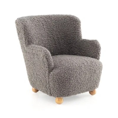 Costway Sherpa Kids Sofa Comfy Toddler Armchair With Solid Rubber Wood Legs-silver In Animal Print